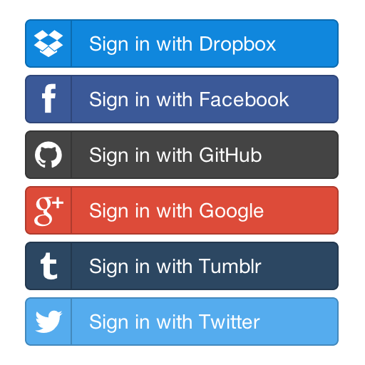 example photo showing bunch of sign in like facebook, goolge, dropbox etc